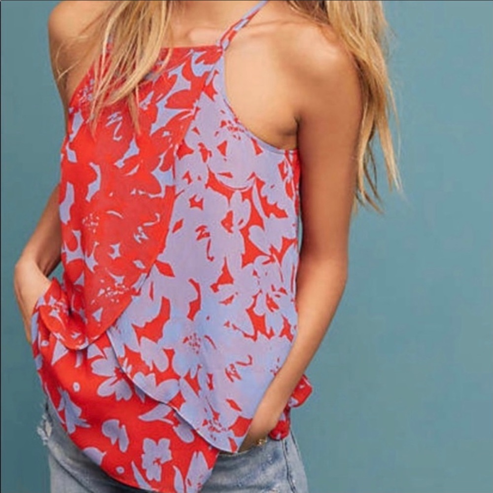 Anthropologie Maeve Floral Swing Tank Blouse XL